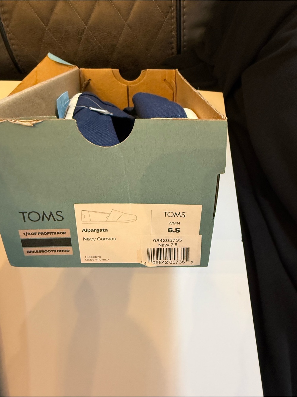 Toms Classic Slip-On Flats in Navy Blue - Picture 5 of 6
